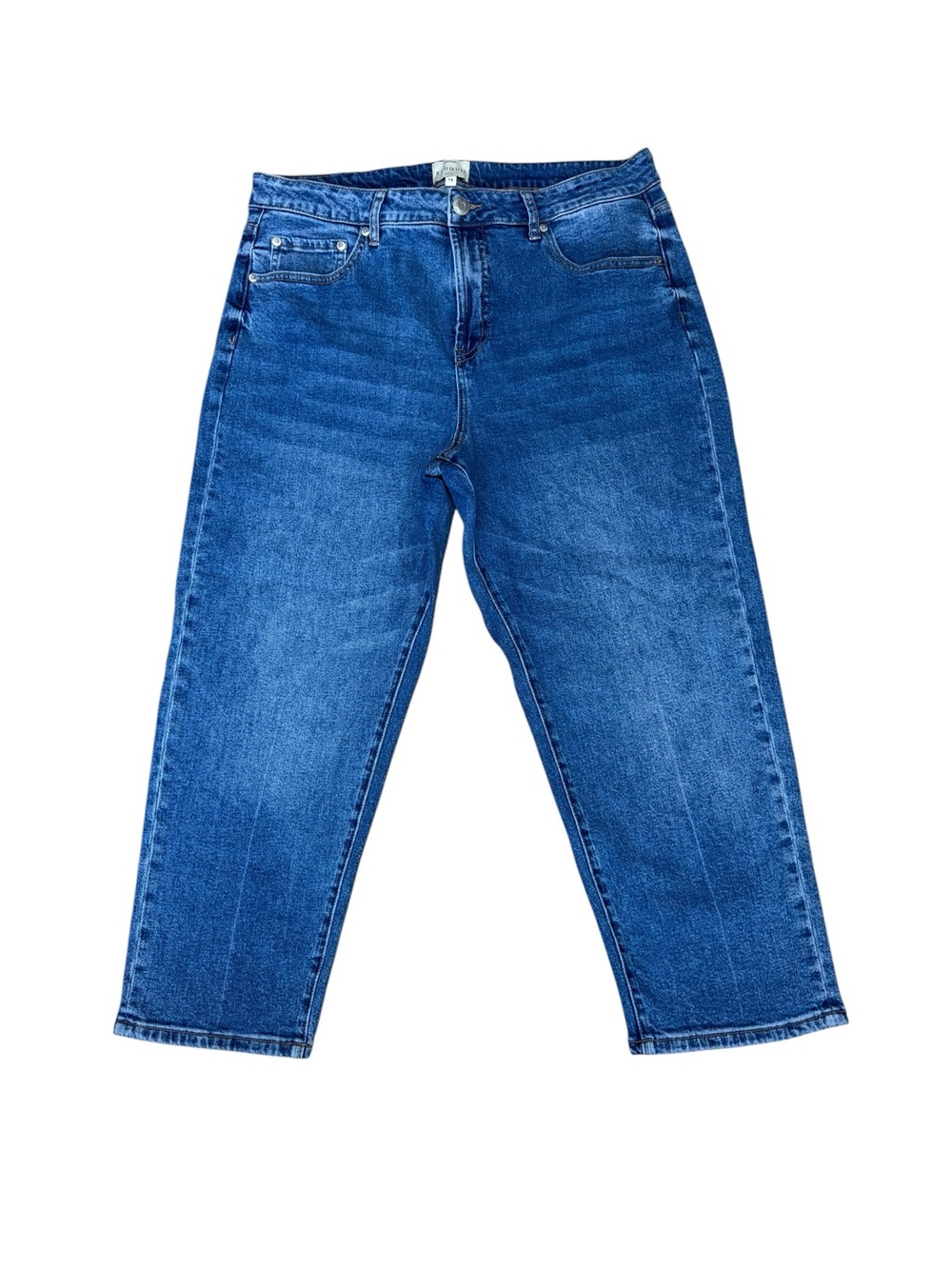 ELOQUII High-Rise Cropped Mom Jeans with Front Crease – Size 14